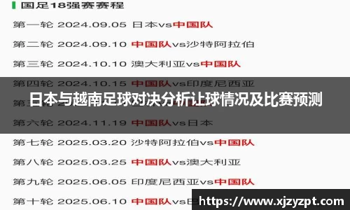 日本与越南足球对决分析让球情况及比赛预测